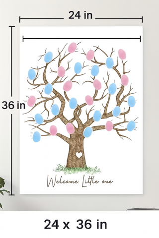 Gender Reveal Fingerprint Tree Canvas Guest Book