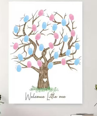 Gender Reveal Fingerprint Tree Canvas Guest Book