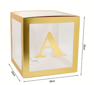 WHITE OR GOLD BABY 4pcs Transparent Balloon Boxes,