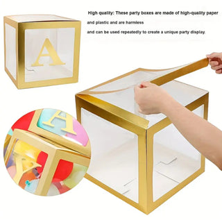 WHITE OR GOLD BABY 4pcs Transparent Balloon Boxes,