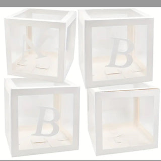 WHITE OR GOLD BABY 4pcs Transparent Balloon Boxes,