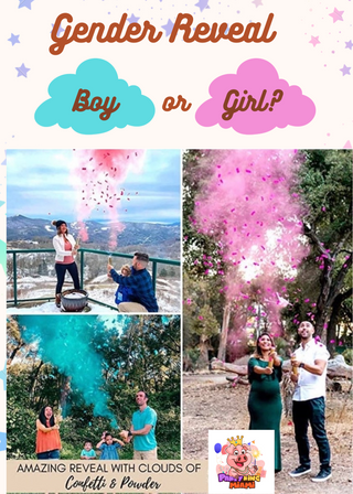 Baby Gender Reveal Cannon Smoke Powder, Confetti, and Streamers in one Cannons! Bestseller