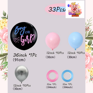 Gender reveal 33 PCS balloons set Party decor